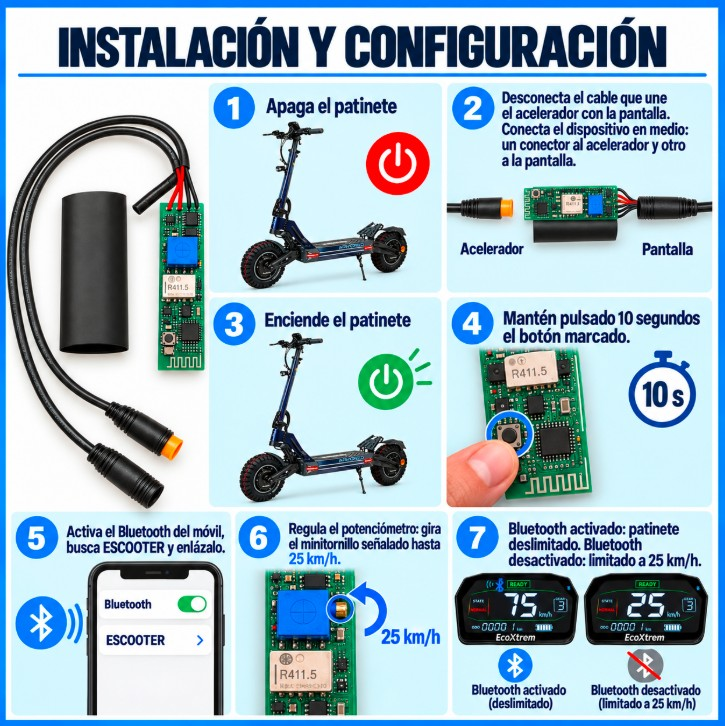 Mando limitador / deslimitador Ecoxtrem Armored Bluetooth